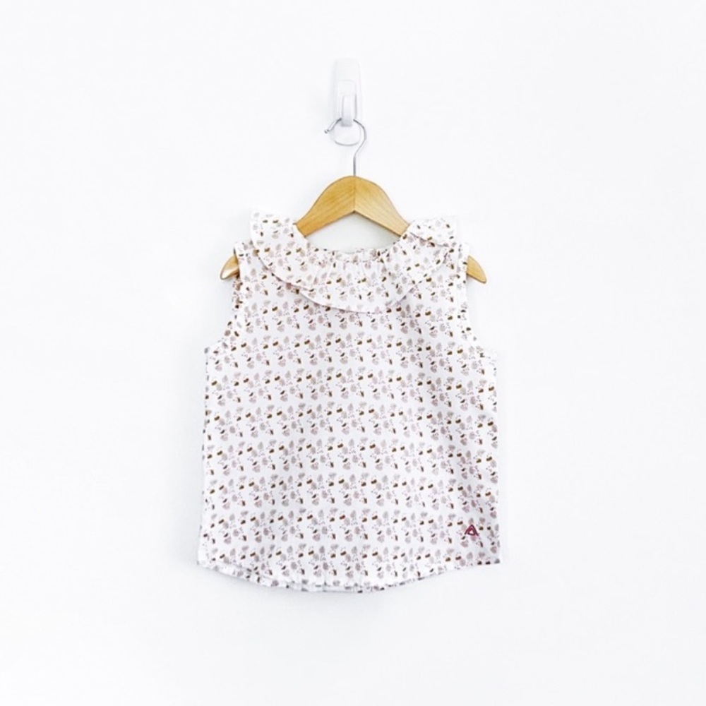 Maison Frida Girls’ Leaf Print Sleeveless Blouse